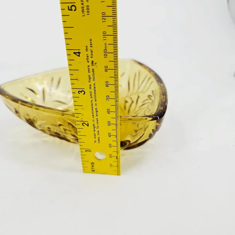 Amber Ashtray Hazel Atlas Pinwheel Design Triangle Dish Mid-Century VTG 6 3/4'